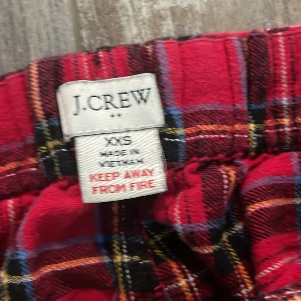 J. Crew red holiday plaid pajama bottom XXS